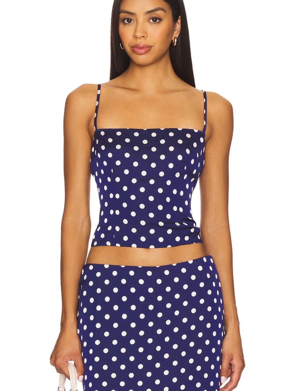 More to come blue polka dot top